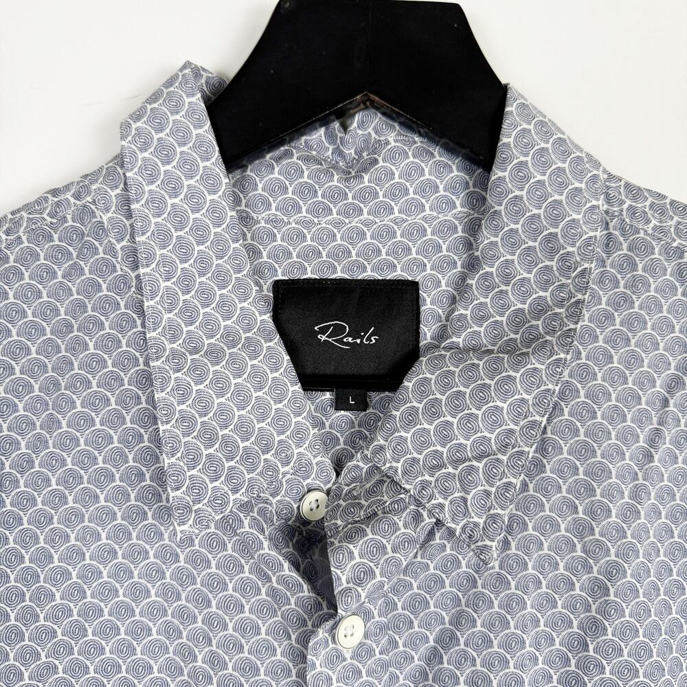 Rails Mens Carson Button Down Shirt Dot Armour Ink Blue Lyocell Blend - L - Picture 3 of 9